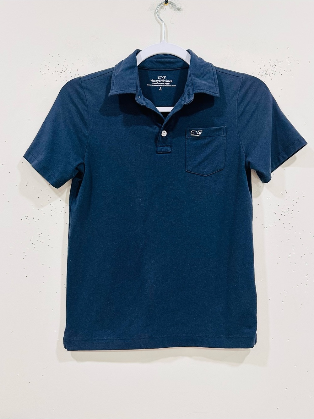 Vineyard Vines Edgartown Polo Shirt Boys S 8-10 Navy Blue Pocket Short Sleeve